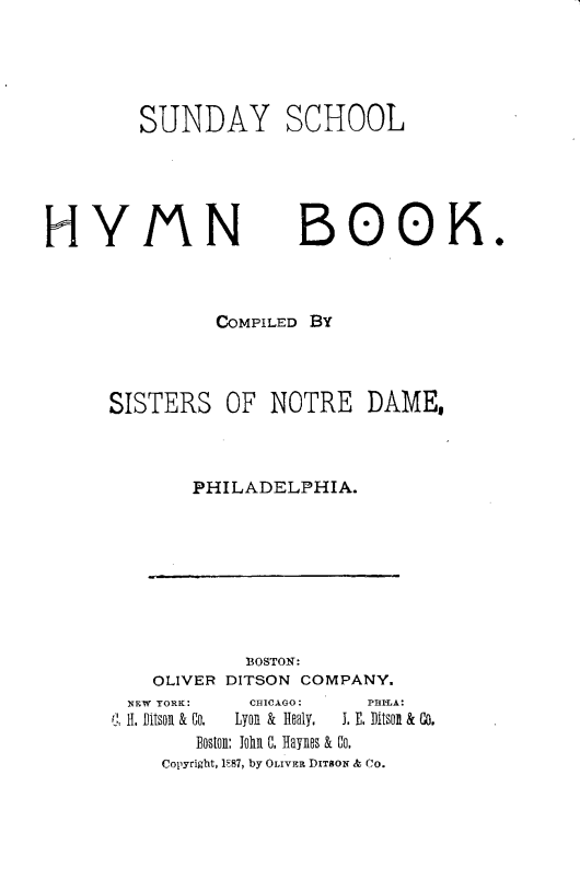 Sunday School Hymn Book, 1887