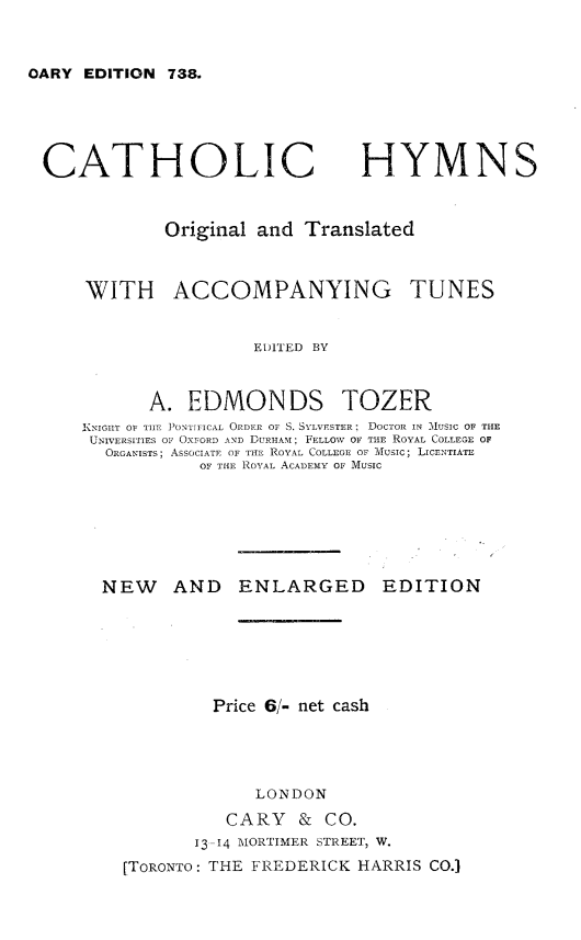 Catholic Hymns, 1898