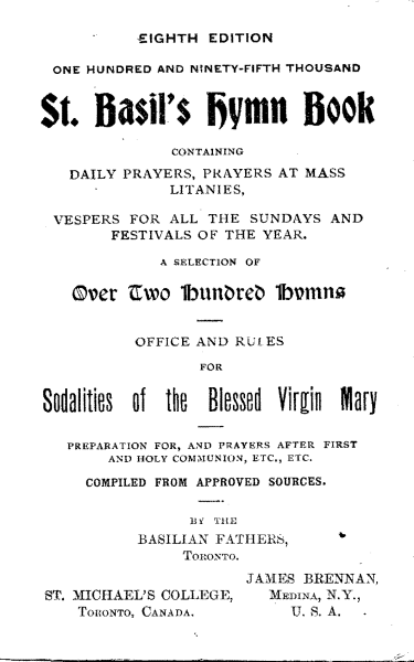 St. Basil's Hymnal 8th ed. - 1904