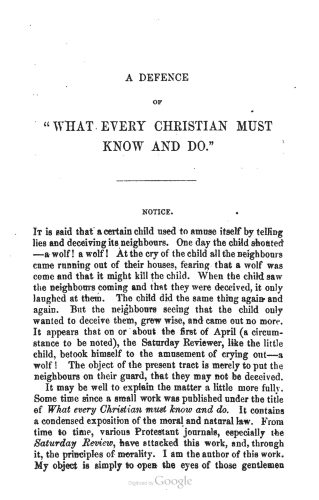 What Every Christian Must Know and Do, 1857